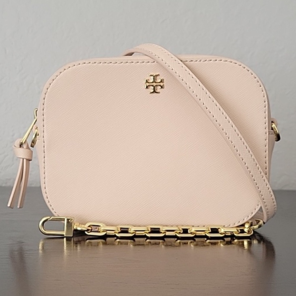 Tory Burch Pink Leather Robinson Round Crossbody Bag